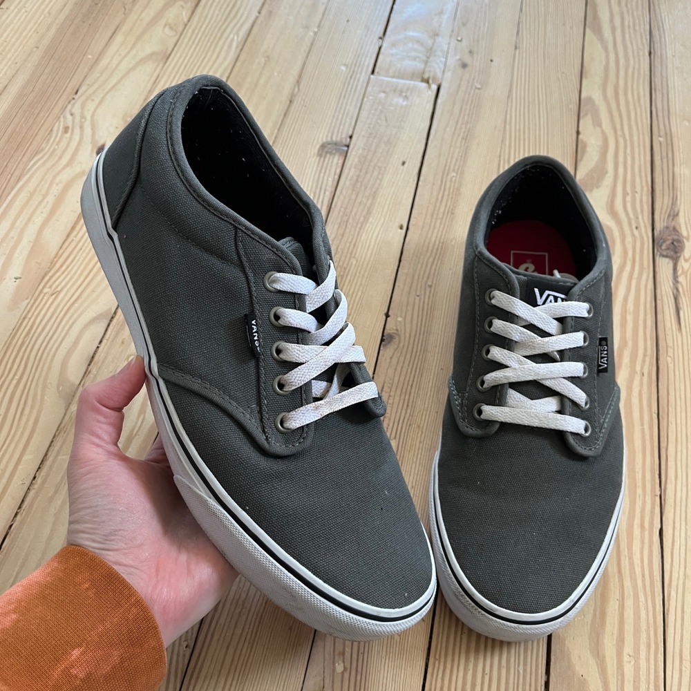 Vans Grey Canvas Low-Top Sneakers with White Laces